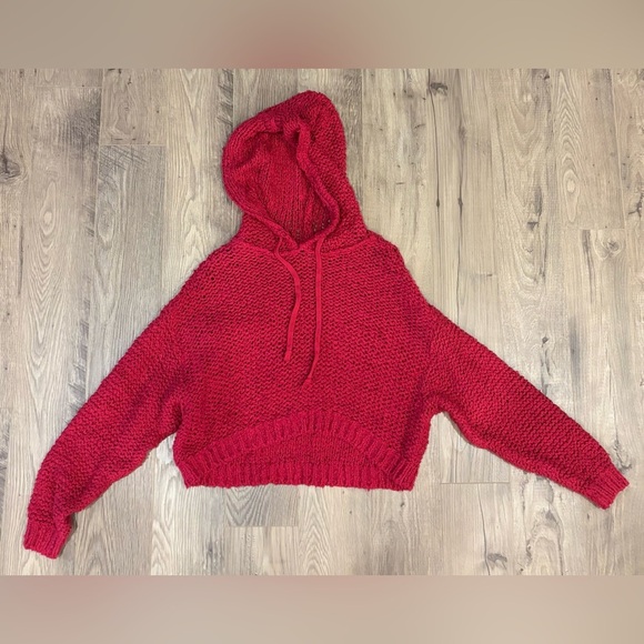 Pilcro Anthropologie Sailcloth Hooded Sweater – Raspberry Red, Size XS - Picture 3 of 7